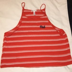 striped PINK crop top